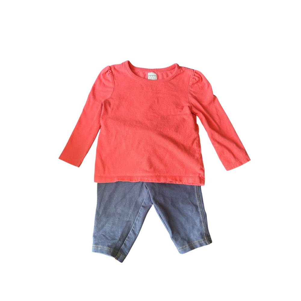 Old Navy Carter's Toddler Girl Outfit 12-18M Coral Top Jeggings Pants 2Pc Set